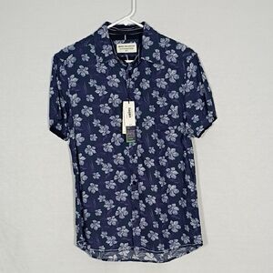 NWT Report Collection Navy Short Sleeve Modal Rayon Floral Print Men's Sz Small